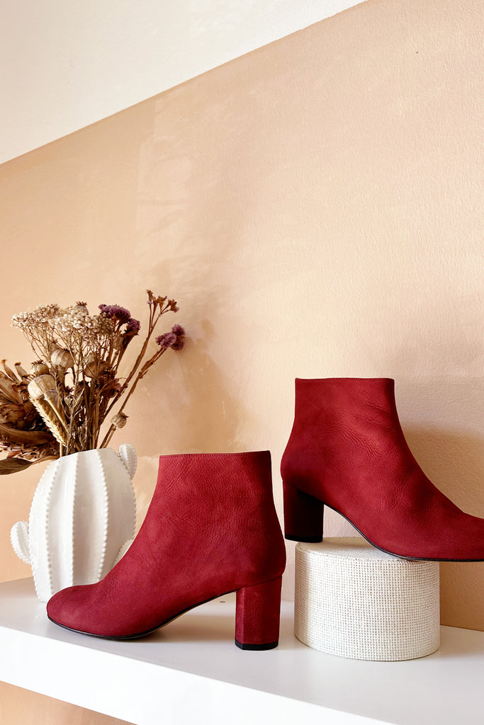 Stivaletti Audley rosso bordeaux punta tonda