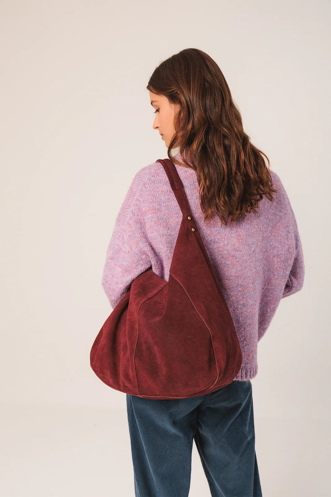Borsa Indi shopper camoscio bordeaux
