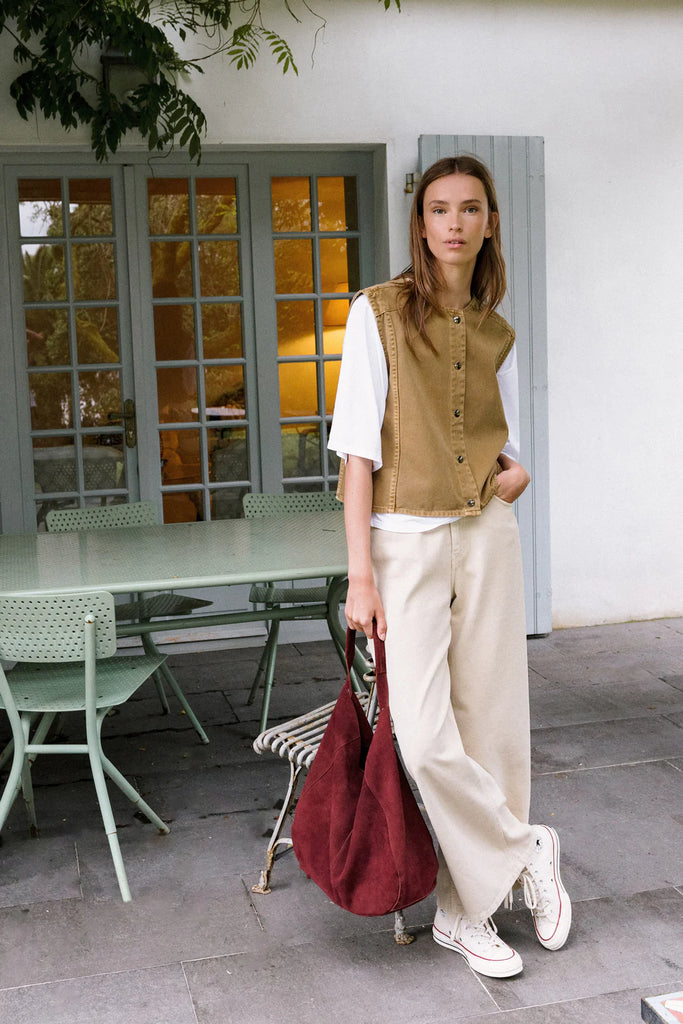 Borsa Indi shopper camoscio bordeaux