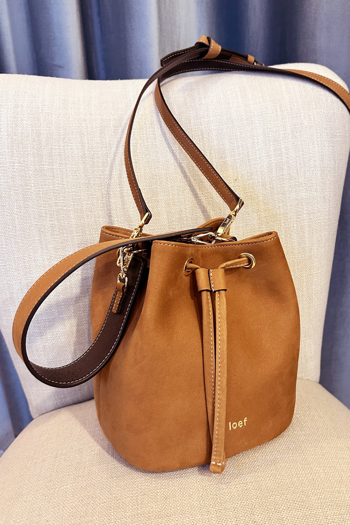 Borsa IOEF secchiello nabuk cognac