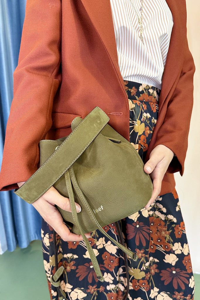 Borsa IOEF secchiello nabuk verde oliva