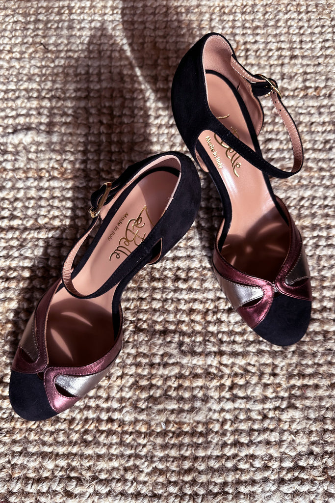 Maryjane La Belle Shoes intreccio lame bordeaux e fume