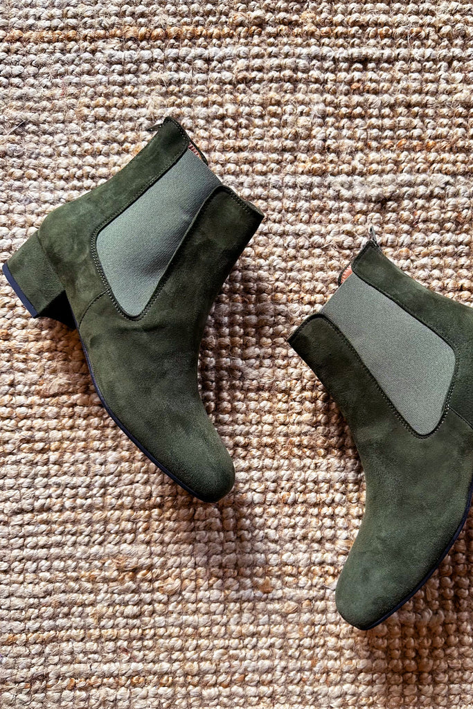 Stivaletti La Belle Shoes camoscio verde bosco