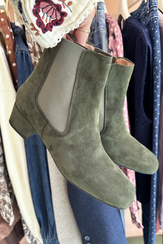 Stivaletti La Belle Shoes camoscio verde bosco