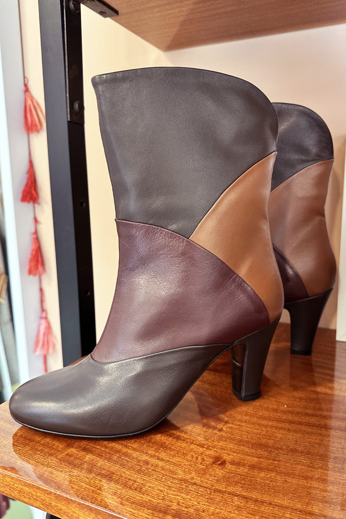 Stivali La Belle Shoes cioccolato patchwork