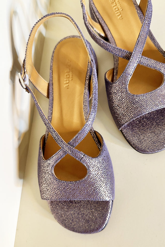 Sandali Audley incrocio denim glitter bronzo