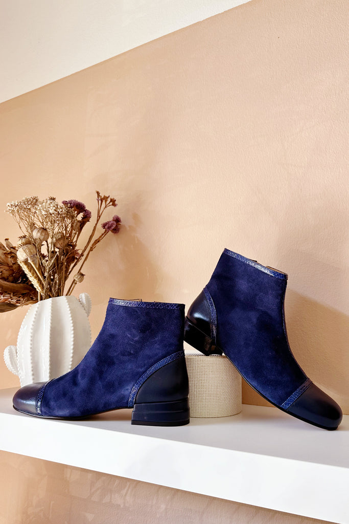 Stivaletti Audley blu tre pellami