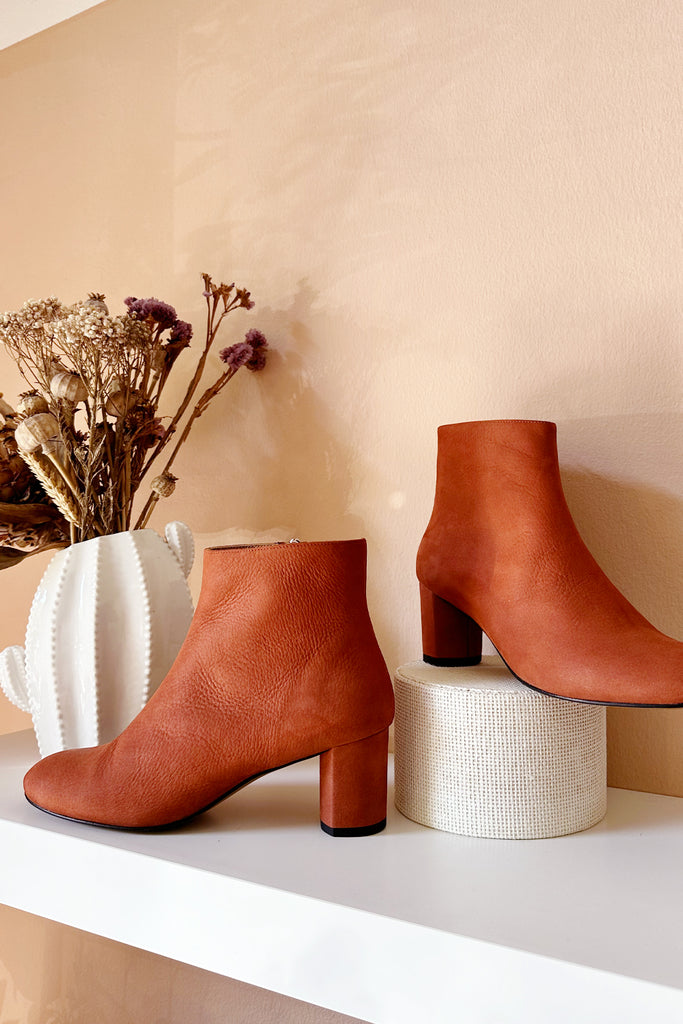 Stivaletti Audley terracotta punta tonda