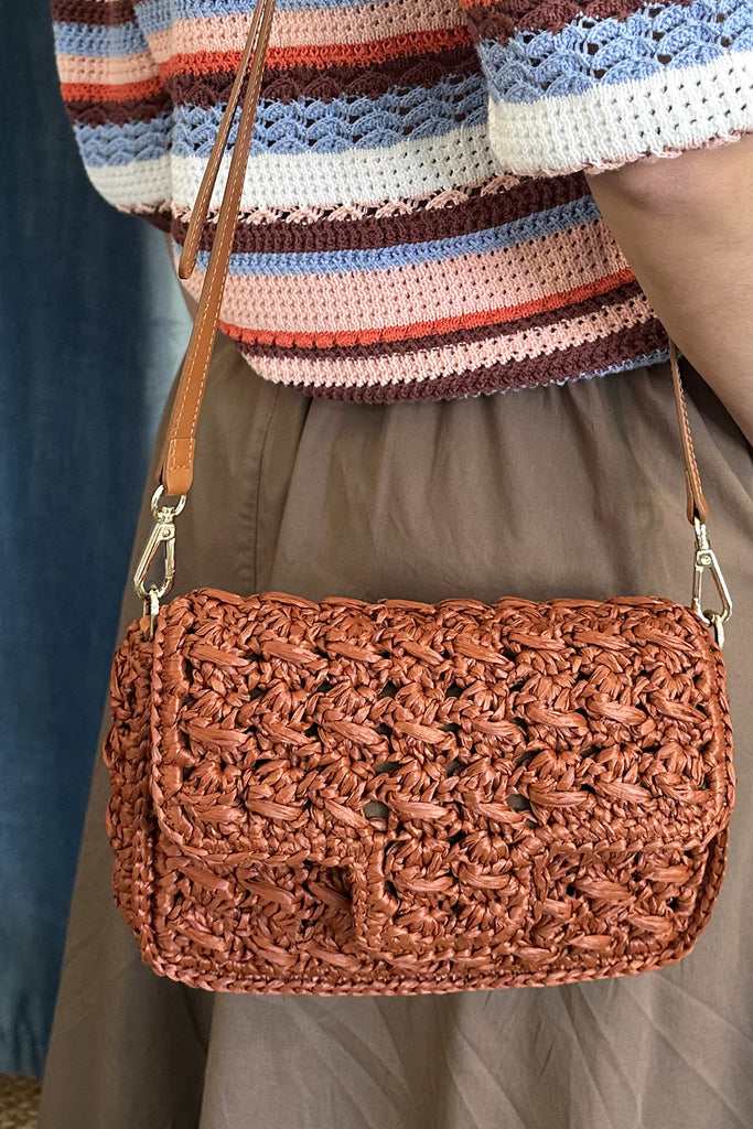 Borsa C. Bertini rafia naturale color ruggine