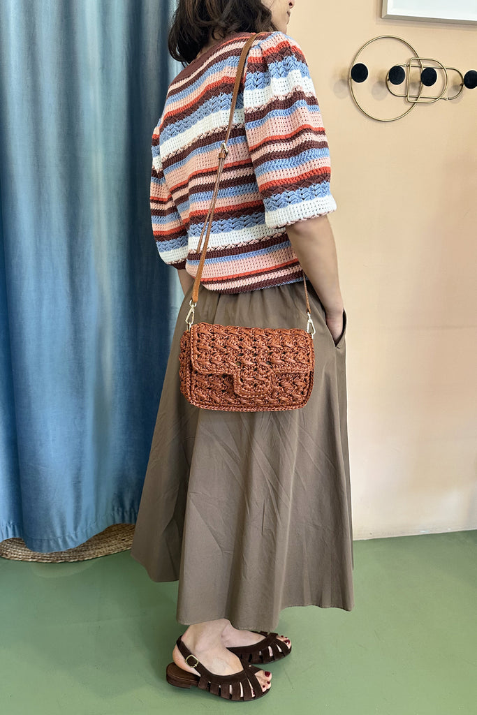 Borsa C. Bertini rafia naturale color ruggine