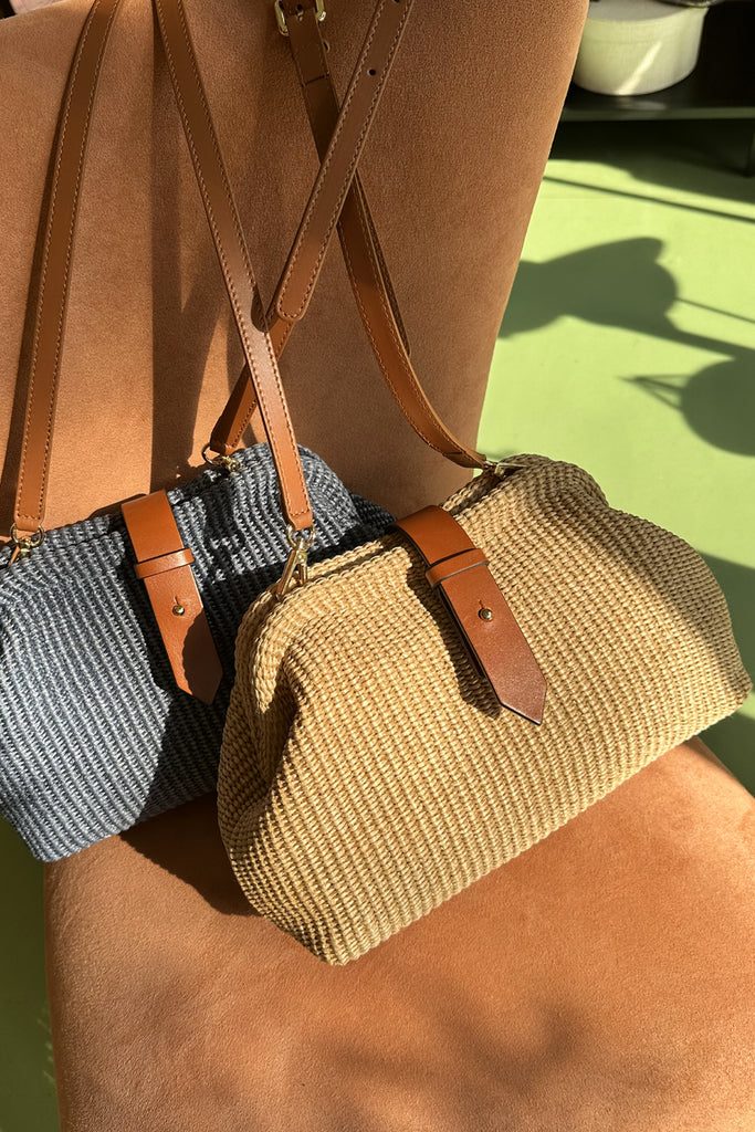 Borsa C. Bertini rafia naturale soffietto