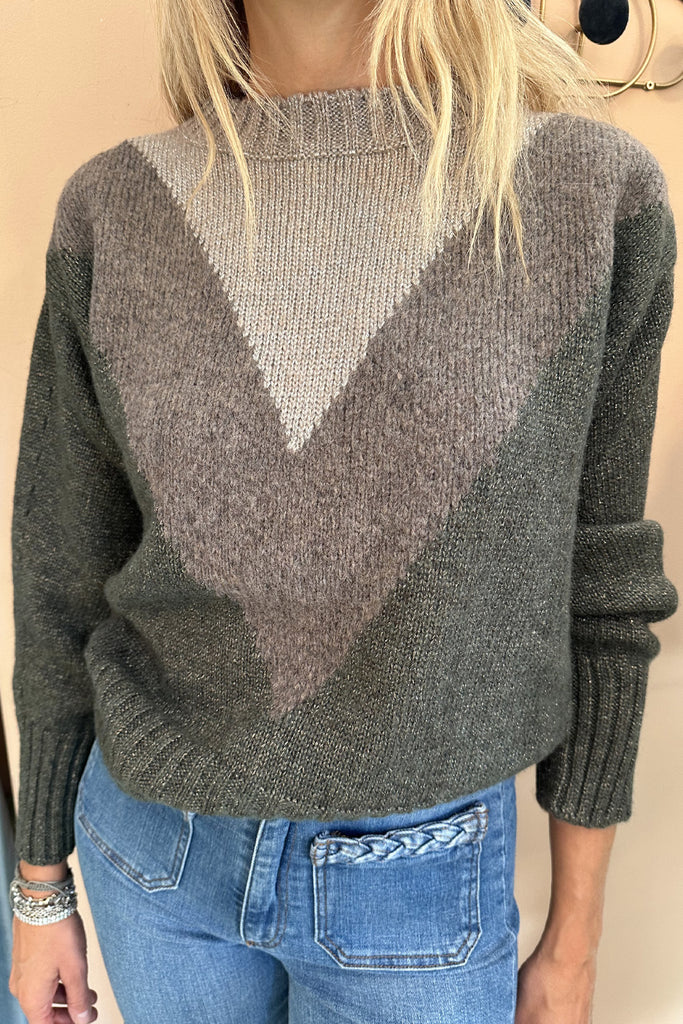 Maglione C. Bertani oliva e tortora con lurex