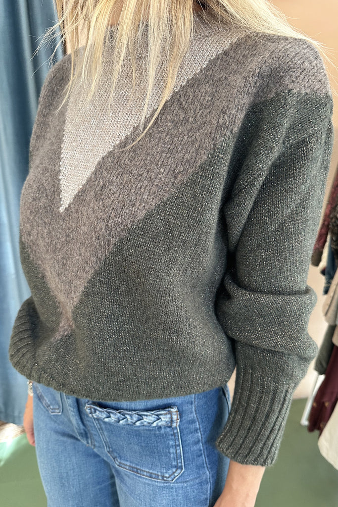 Maglione C. Bertani oliva e tortora con lurex