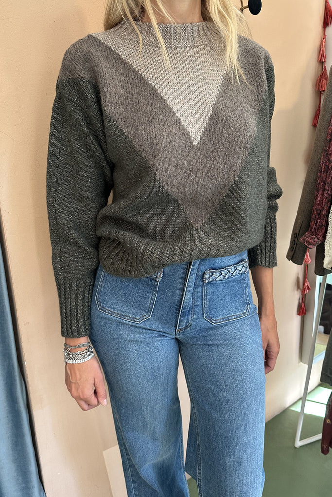 Maglione C. Bertani oliva e tortora con lurex