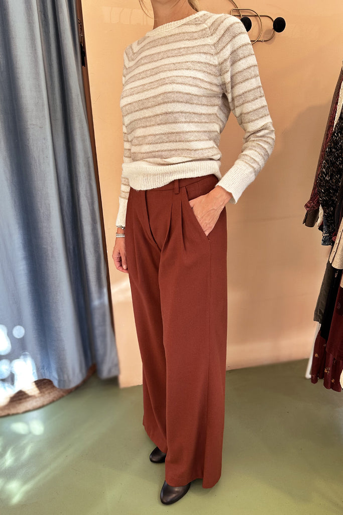 Maglione C. Bertani righe panna ecrù e lurex