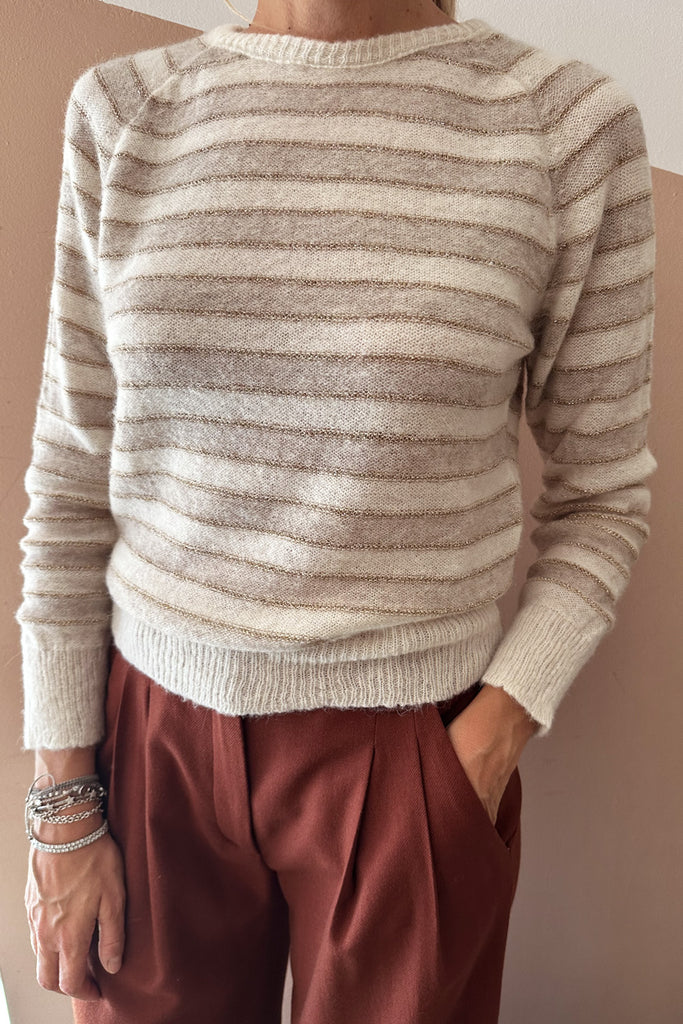 Maglione C. Bertani righe panna ecrù e lurex