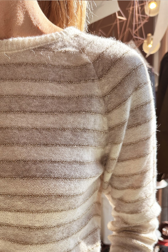 Maglione C. Bertani righe panna ecrù e lurex