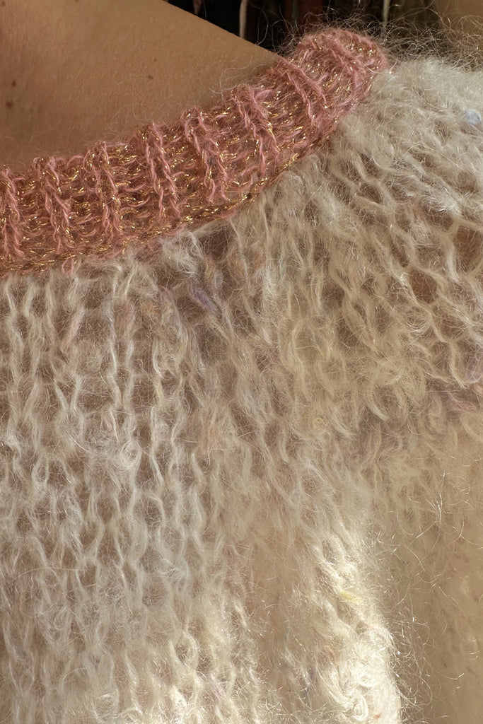 Maglione C. Bertani panna melange e rosa creta