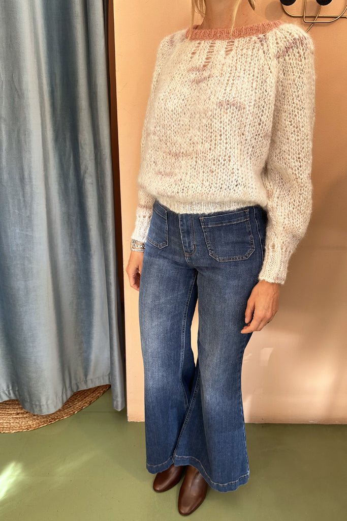 Maglione C. Bertani panna melange e rosa creta