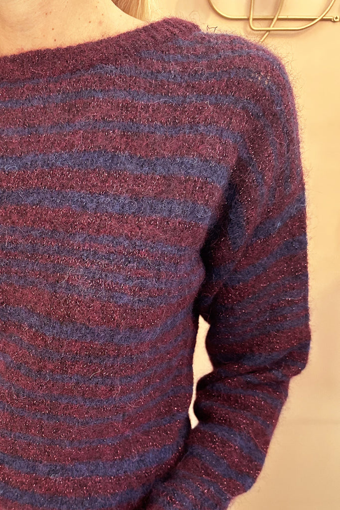 Maglione C. Bertani blu e bordeaux lurex