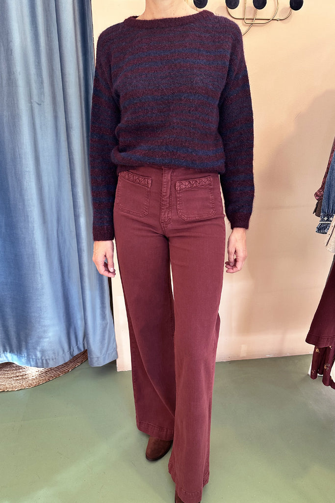 Maglione C. Bertani blu e bordeaux lurex
