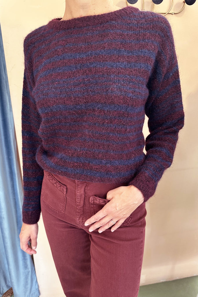 Maglione C. Bertani blu e bordeaux lurex