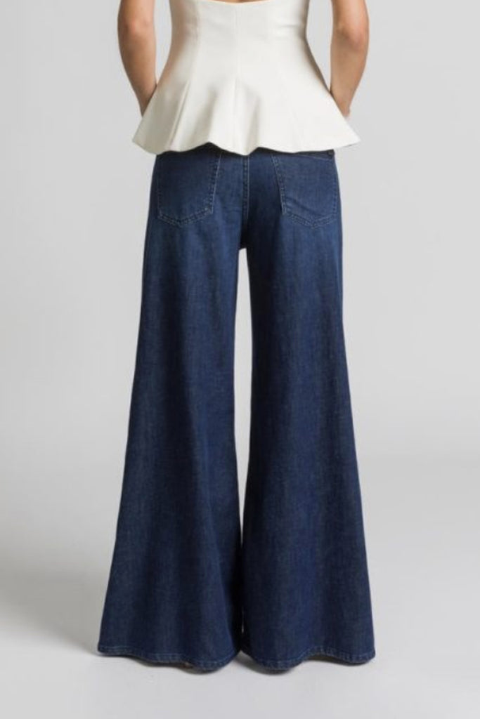 Pantaloni Cigalas denim blu hw wide leg