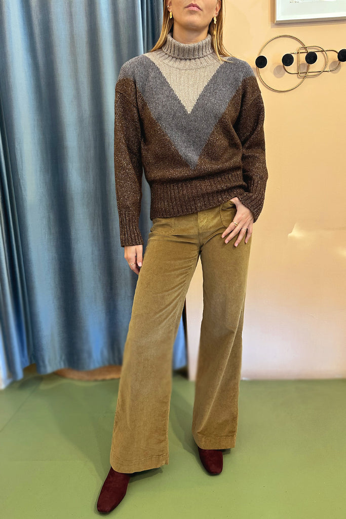 Pantaloni Cigalas in velluto mille righe vigogna