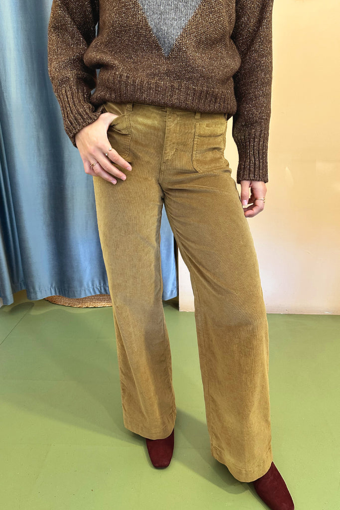 Pantaloni Cigalas in velluto mille righe vigogna