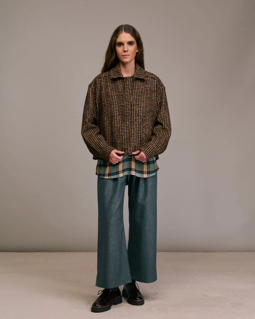 Bomber Diega pied de poule ecrù e cioccolato