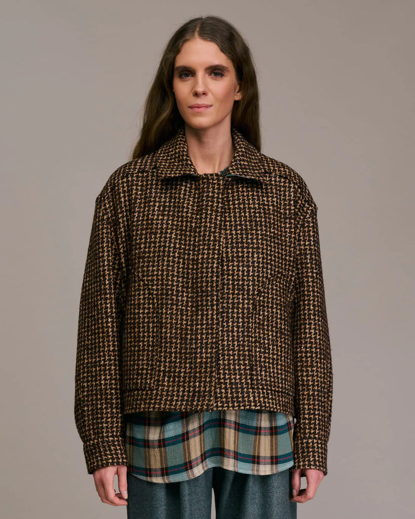 Bomber Diega pied de poule ecrù e cioccolato