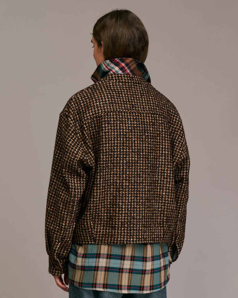 Bomber Diega pied de poule ecrù e cioccolato