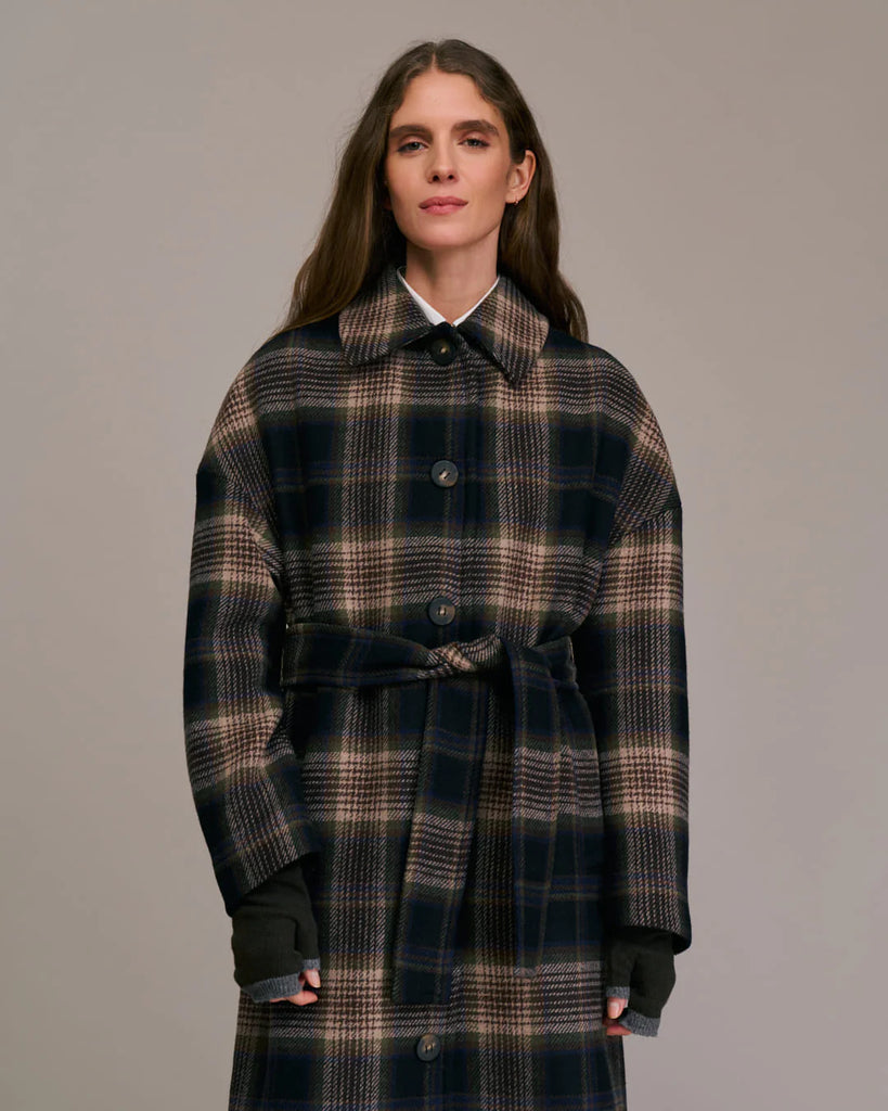 Cappotto Diega lungo principe di galles con cintura