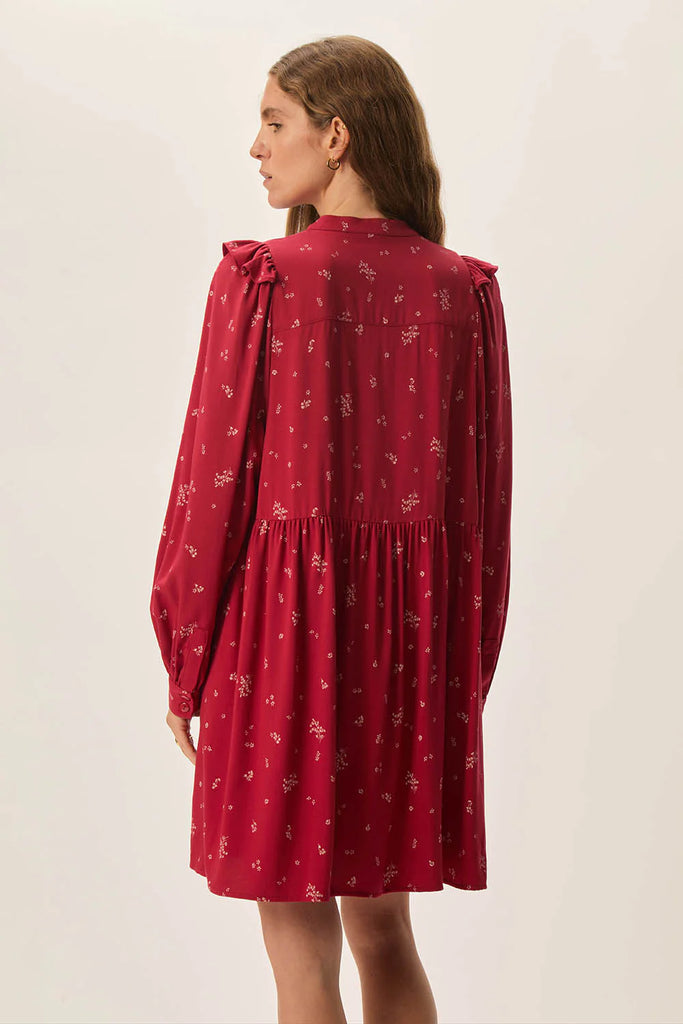 Abito Des Petits Hauts rosso con frill