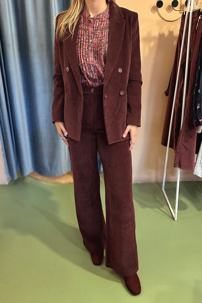 Blazer Des Petits Hauts color barolo velluto a coste