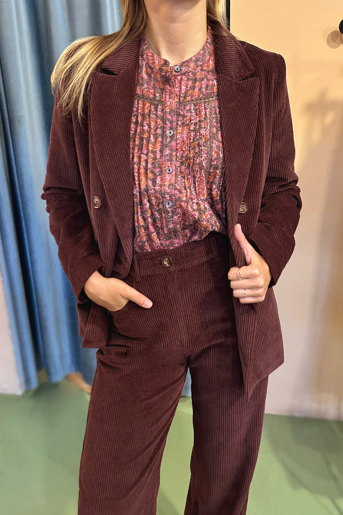 Blazer Des Petits Hauts color barolo velluto a coste