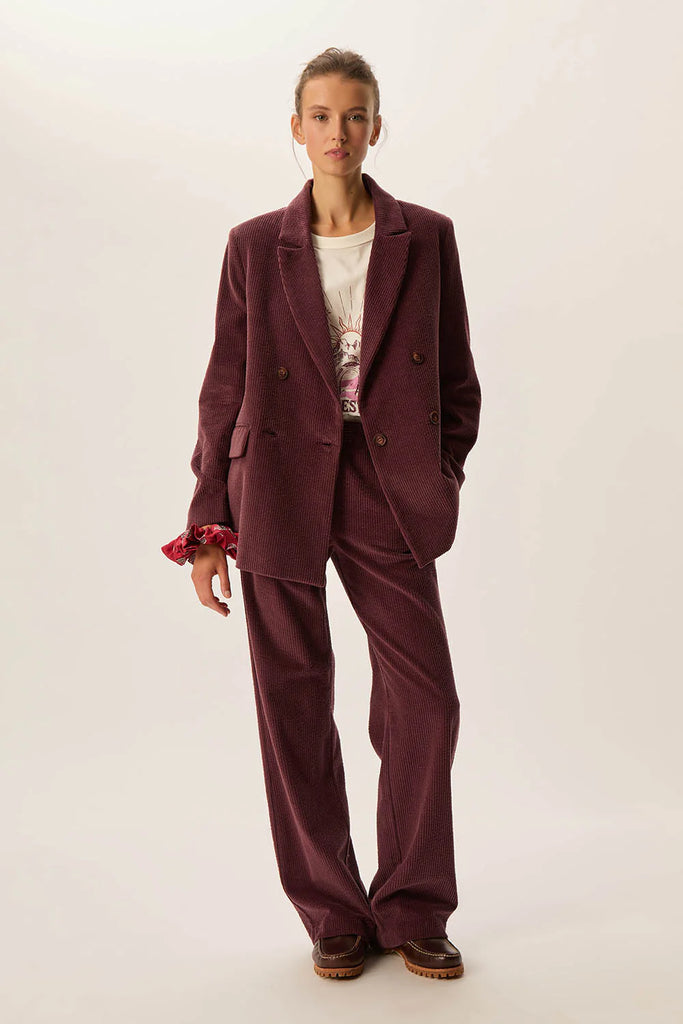 Blazer Des Petits Hauts color barolo velluto a coste