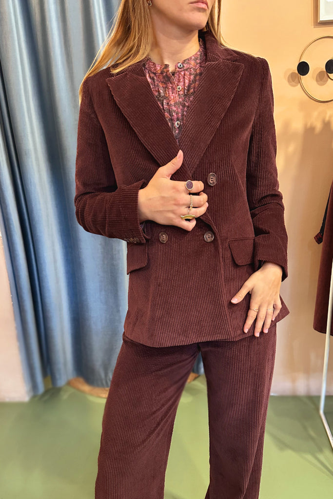 Blazer Des Petits Hauts color barolo velluto a coste