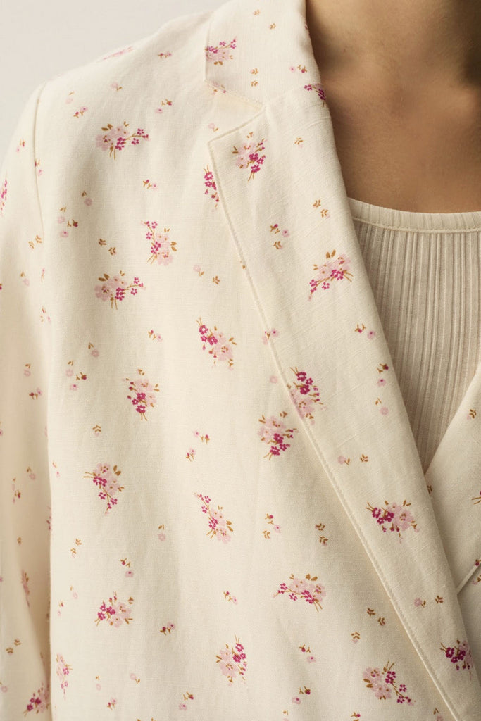 Blazer Des Petits Hauts panna e mazzolini rosa