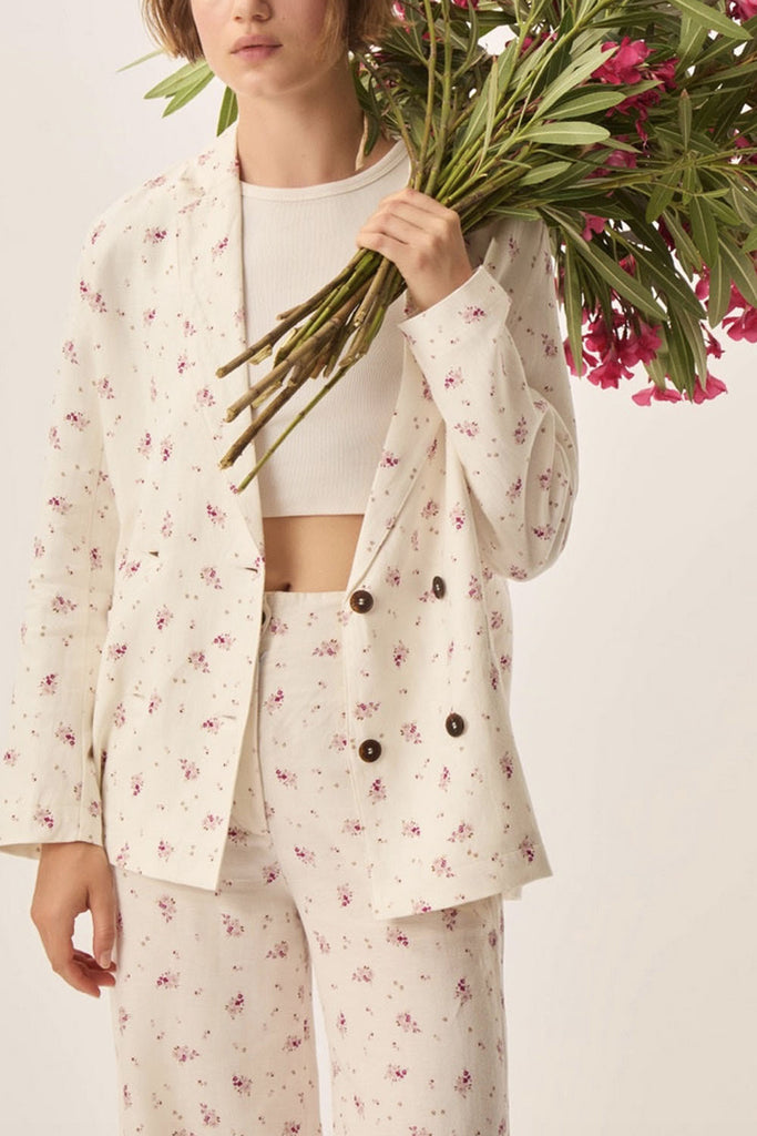 Blazer Des Petits Hauts panna e mazzolini rosa