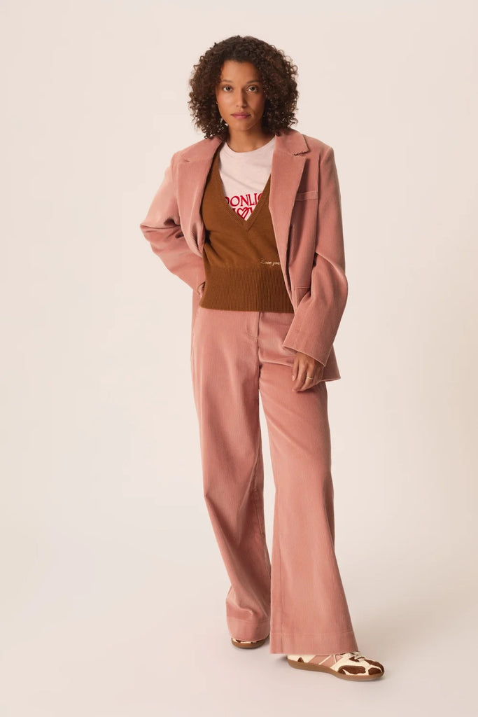 Blazer Des Petits Hauts velluto coste rosa creta