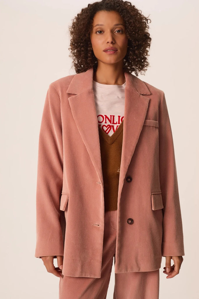 Blazer Des Petits Hauts velluto coste rosa creta