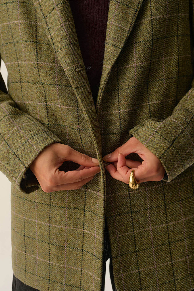 Blazer Des Petits Hauts verde con quadri