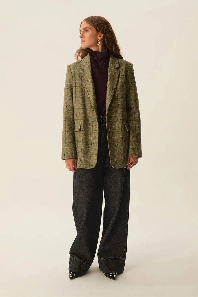 Blazer Des Petits Hauts verde con quadri