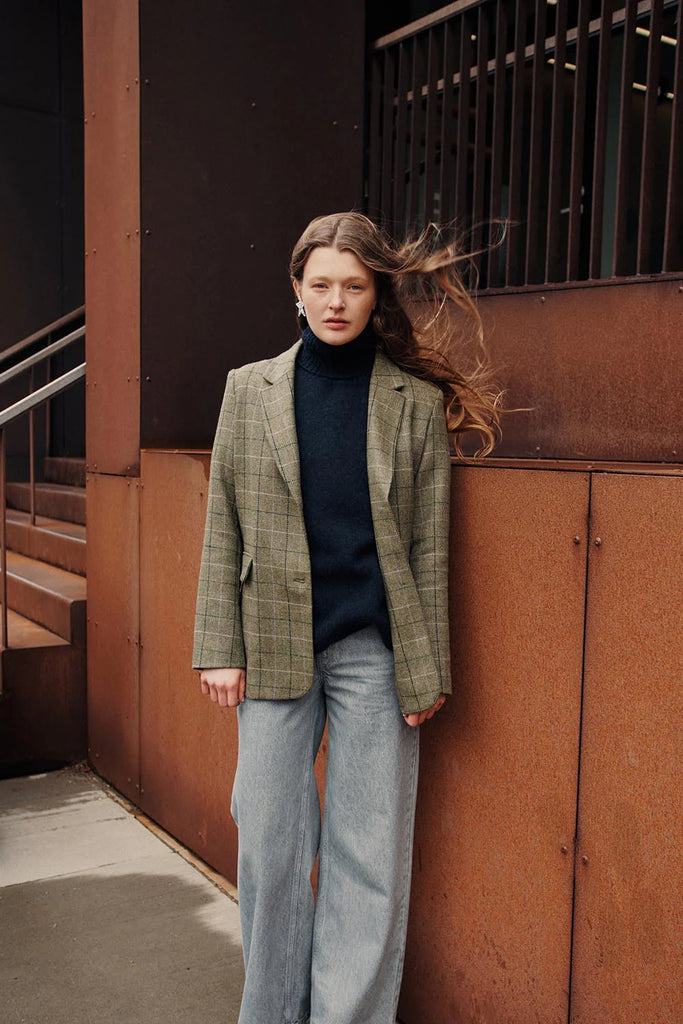 Blazer Des Petits Hauts verde con quadri