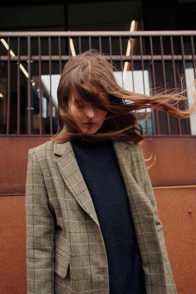 Blazer Des Petits Hauts verde con quadri