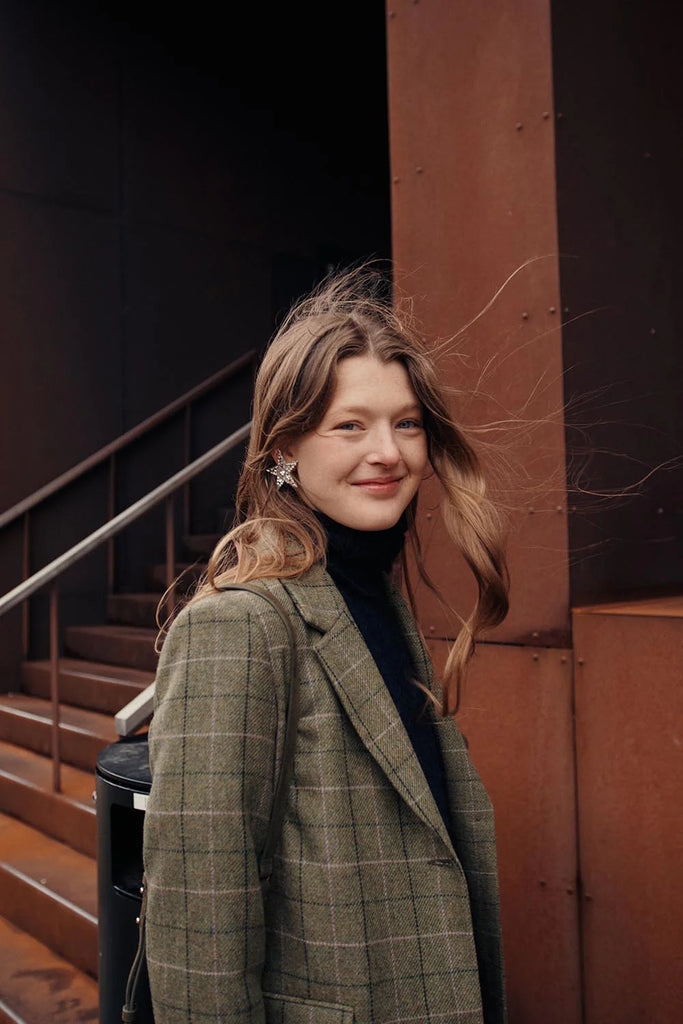 Blazer Des Petits Hauts verde con quadri