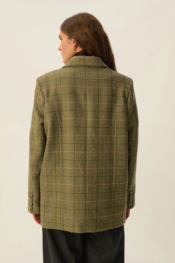 Blazer Des Petits Hauts verde con quadri