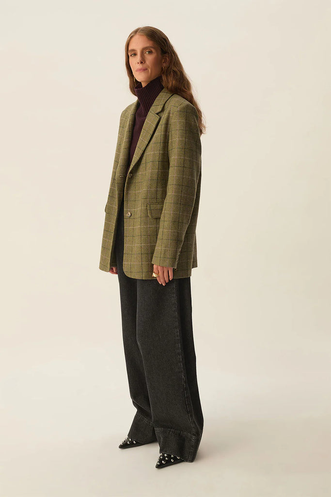 Blazer Des Petits Hauts verde con quadri