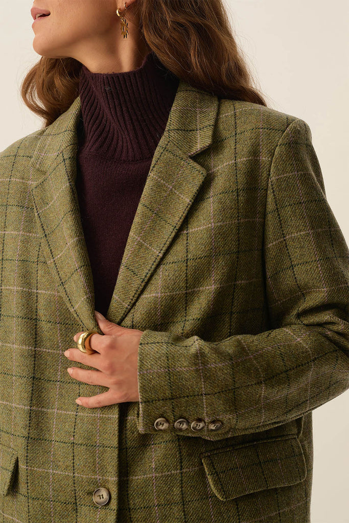Blazer Des Petits Hauts verde con quadri